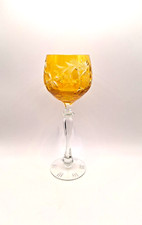 Weinrömer Kelch farbig gelb Überfang Bleikristall Glas farbig geschliffe ( 763 )