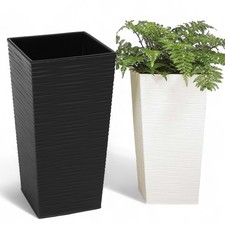 Blumentopf Hoch Eckig Rillen