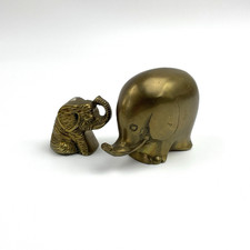 Messing Elefanten Figuren | 2x Deko Tierfiguren | Vintage massiv | 4–6,5 cm