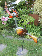 Fantasievogel Reiher grau Skulptur Figur Federhals Metall Kranich Windlicht