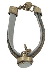 Exoal Armband Damen Vintage Leder Metall Halbedelstein Mehrfarbig 20cm