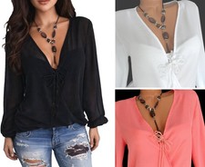 Damenbluse Wickelbluse Langarm