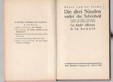 Henry Van de Velde René Schickele drei Sünden wider die Schönheit ERSTAUSGABE