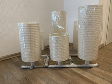 Designer Lampe Hängelampe Leuchte Esszimmer Creme weiß 6 Lampenschirme