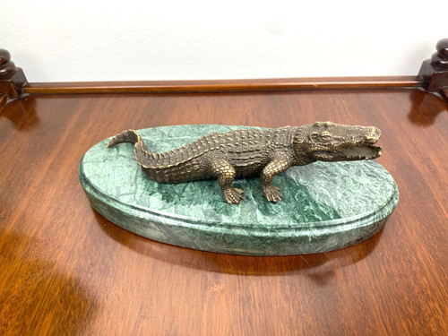 Bronze skulptur krokodil auf - bronze,