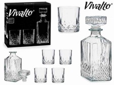 Service Set 5-teilig Flasche Dekanter Cognac Likör + 4 Gläser Glas dfh