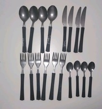 DDR 18-tlg. Besteck Konvolut  - schwarzer matter Griff - Vintage Ostalgie 