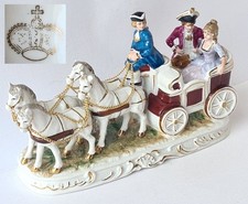 Porzellan Kutsche Vierspännig