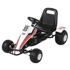 Go Kart Mit Pedal Kinderfahrzeug Tretauto mit Pedal für 3-6 Jahre Stahl Weiß