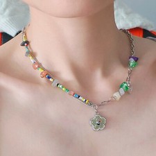 neu Bunt miyuki Perle Halskette Blumen emoji Geschenk Choker Mädchen Stein Quarz