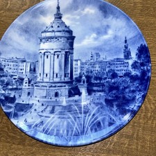 Porzellan Städtteller von Hans Liska Mannheim 24cm blau