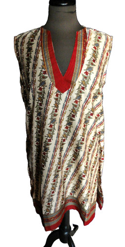 Tunika kleid seide beige rot - tunika,