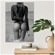 LEINWAND BILD ABSTRAKT Sexy Damen Nakt Body Poster Erotik Rahmenlos On the Beach