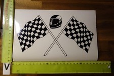 Alter Aufkleber Motorsport Tuning Motorrad Rallye Formel Zielfahne groß klar A