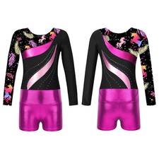 Kinder Mädchen Bodysuit Und Shorts Klassisch Overalls Ballerina Trikot Langarm