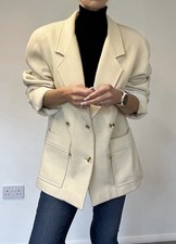 DAKS London Blazer Jacke reine Schurwolle cremefarben zweireihig hergestellt in UK