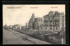 Cuxhaven, Nordseebad, Strasse Deichpromenade mit Central-Hotel, Ansichtskarte 