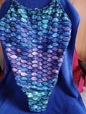 Mädchen  Badeanzug Meerjungfrauen-Look Schuppen in blau-grün-violet