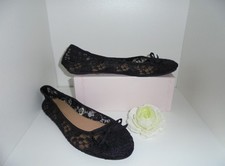 Ballerinas Damen Schuhe ❤ Spitzenstoff Flats Slippers Slip One Gr. 39  Schwarz