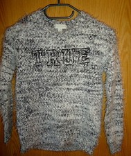 146-152 Strick Pullover Zottel Pulli schwarz weiß TRUE Charles Vögele