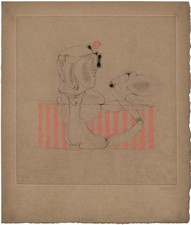 Bellmer, Les Marionettes II. [1969]. [Signierte Orig.-Radierung, handkoloriert].