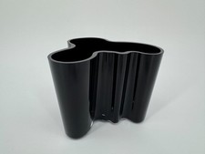 ALVAR AALTO IITTALA SAVOY VASE GLAS SCHWARZ VINTAGE DESIGN