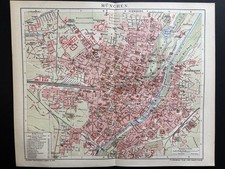 antiker historischer Stadtplan München + Straßenverzeichnis um 1900 top Munich