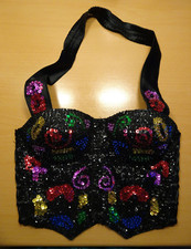 Elegante Pailletten-Corsage / Korsett, Vintage, Gr. 38 / M