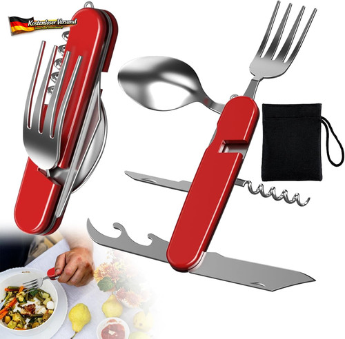 Camping besteck set 1 - camping, 6-in-1