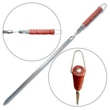 Grillspieß mit Holzgriff Edelstahl XXL Spieß extra Lang 80 cm rostfrei