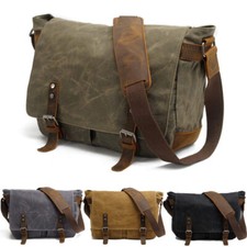 Vintage Canvas Umhängetasche Laptop Schultertasche Messenger Bag Große Herren