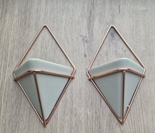 Umbra Trigg Wandvase 2er Blumentopf, Blumenkasten Deko Blumen Vase Beton Kupfer