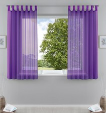 2 x Schlaufenschal Gardine uni transparent Voile Bleiband Kräuselband Schlaufen