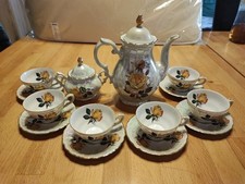 Bareuther Waldsassen Bavaria Porzellan Teeservice, Rosendekor, Goldknauf