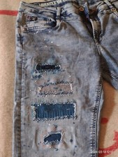 Jeans mit bunten Flicken & Farbspritzern - M.O.D. Daisy Comfort Straight - 32/30