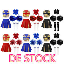 DE!iEFiEL Cheerleader Kostüm Kinder Mädchen Outfits Pompons und Socken Set