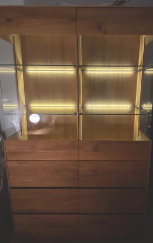 Vitrine holz massiv - vitrine,