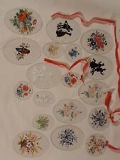 18 ! Glas-Fensterbilder rund & oval Motiv v.a. Blumen & Vogel & Paar 60er 70er