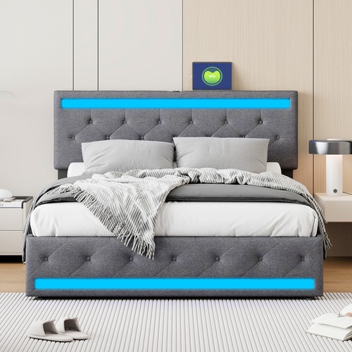 Led doppelbett polsterbett - led,