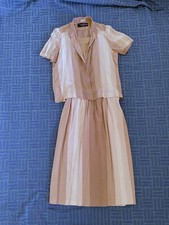 Louis Feraud Rock + Top Seide Gr 42 taupe Wickelrock beige Vintage +gratis Bluse