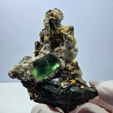 Große Phantom Fluorit, Schörl Turmalin, Hyalit, Muskovit Stufe Erongo, Namibia