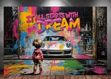 LEINWAND BILD ER XXL ABSTRAKT AUTO 911 BANKSY GRAFFITI MOTIVATION WAND POSTER