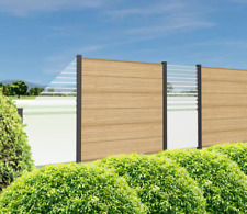 Alu Aluminium Sichtschutzzaun Gartenzaun Steckzaun XL Lärche mit Glas Beta