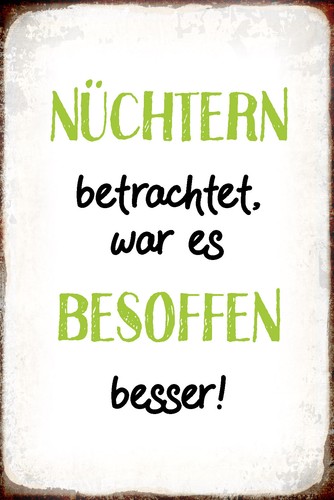 Blechschild 20x30 nüchtern - 20x30,