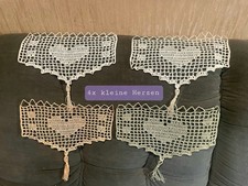 4 x kleine Häkelgardine In rot,weiß,grün Herzen* Herzen ** je 25 x16 *gehäkelt