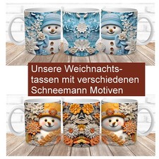 Kaffeebecher Schneemann, Weihnachten Henkelbecher Tasse 