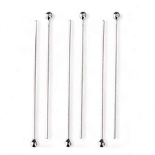 6 Stk. - 925 Silber Kugelstift Kopfstift 30mm; 0,8 mm Draht - DIY, Basteln,925er