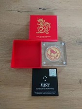 Niue 2024 Dragon Drachen Lunar Serie gilded vergoldet 1oz Silvercoin Proof 
