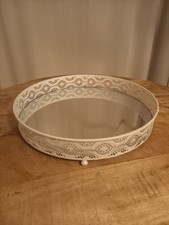 Deko Tablett rund mit Spiegel und Musterrand