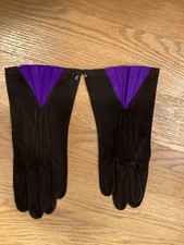 Handschuhe - Schwarz m. Lila Einsatz - Gr. M -L - v. Susanne Wiebe - NEU